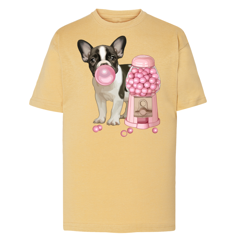 Chien chewing gum bulle