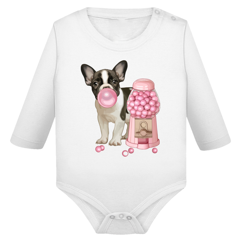 Chien chewing gum bulle